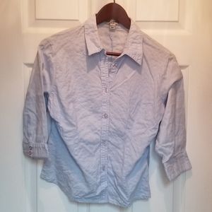 Blue 3/4-Sleeve Buttondown Top